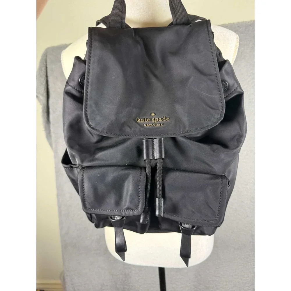 Kate Spade‎ Chelsea Black Nylon Large Backpack Gold Hardware WKR00574